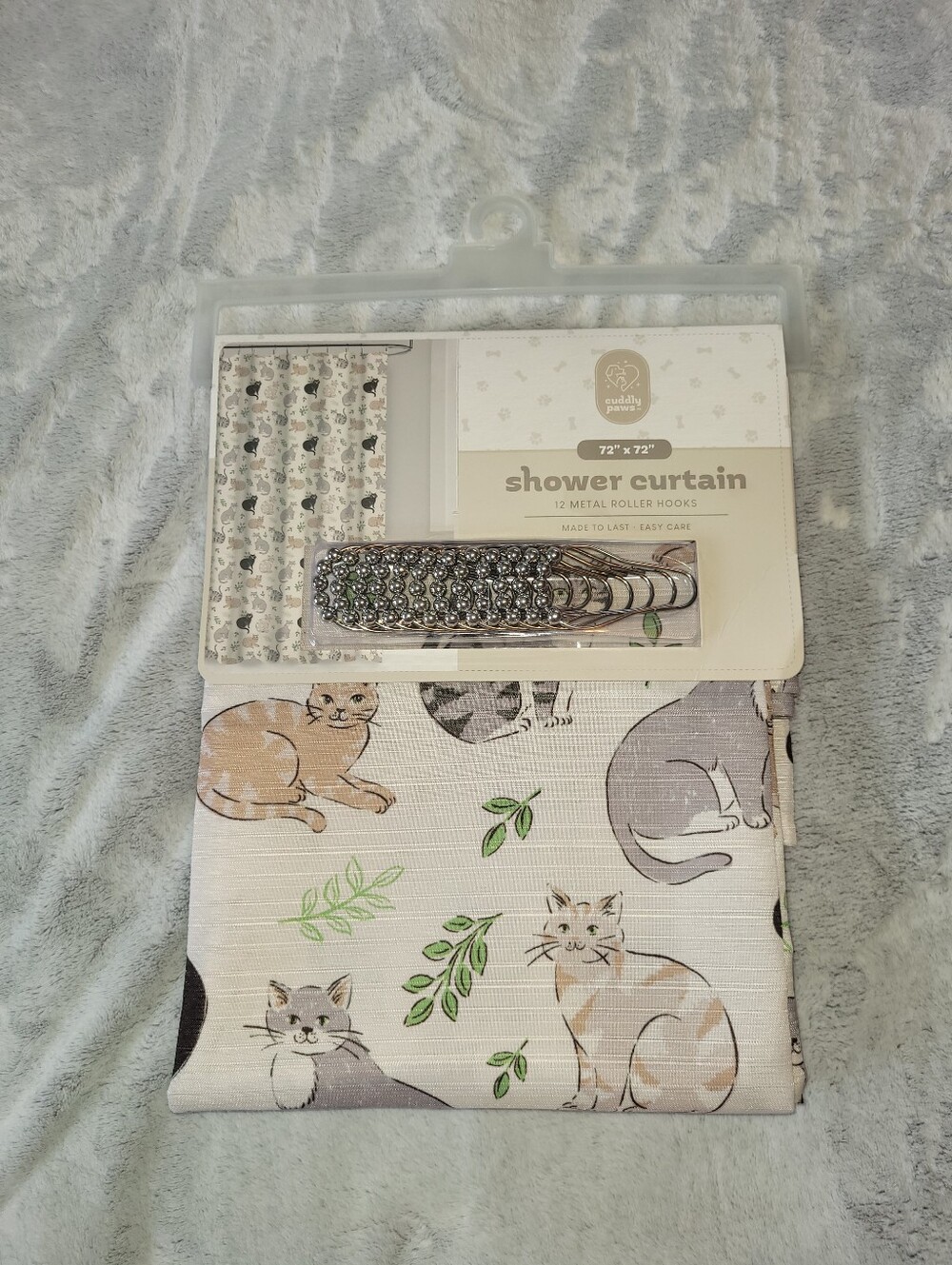 Cat Kitten Kitty 13 Piece Fabric Standard 72 X 72 Shower Curtain & Hooks Meow